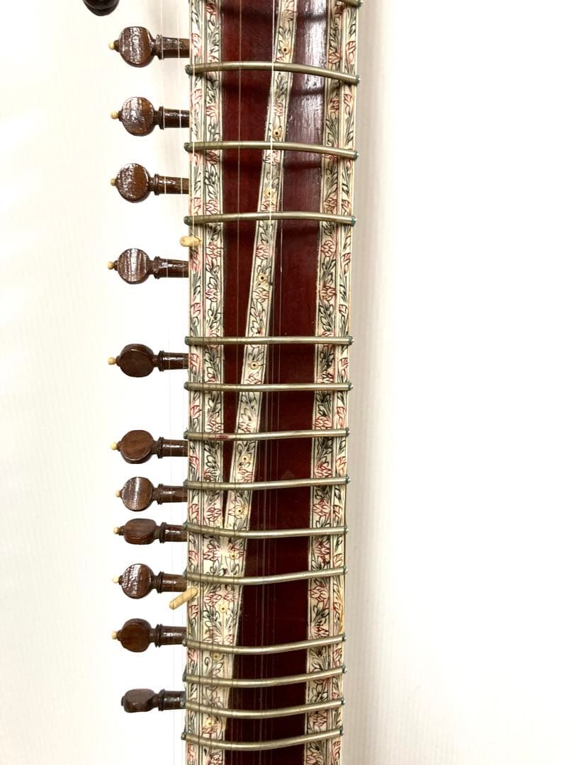 インド民族楽器◆シタール 全長124cm ピック／ハードケース付き 希少