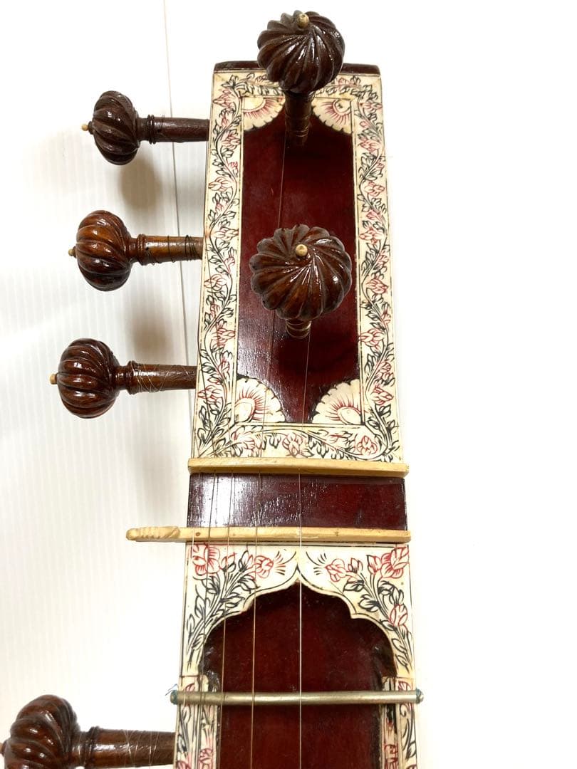 インド民族楽器◆シタール 全長124cm ピック／ハードケース付き 希少