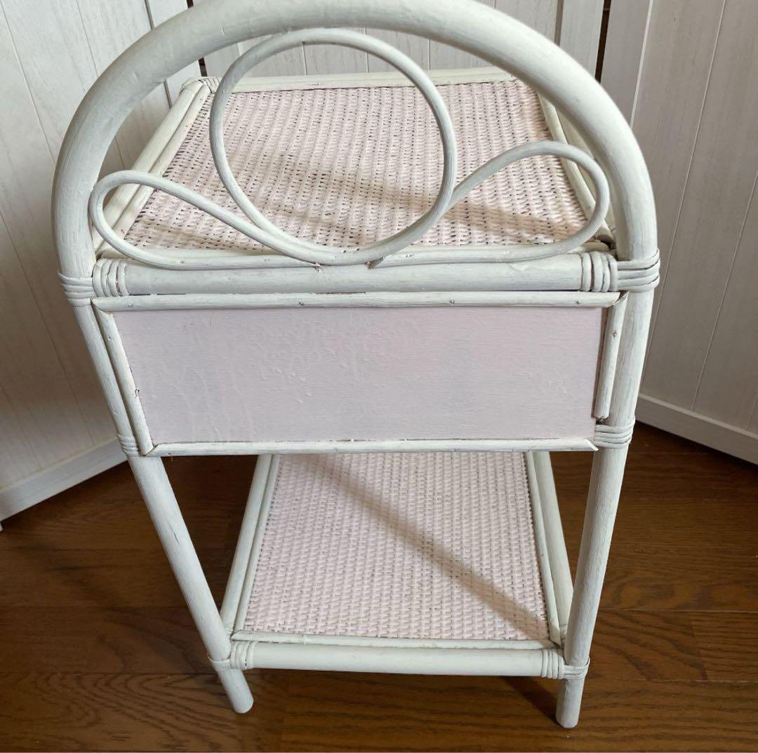 ヴィンテージ ウィッカー　ラタン　籐　サイドテーブル　棚