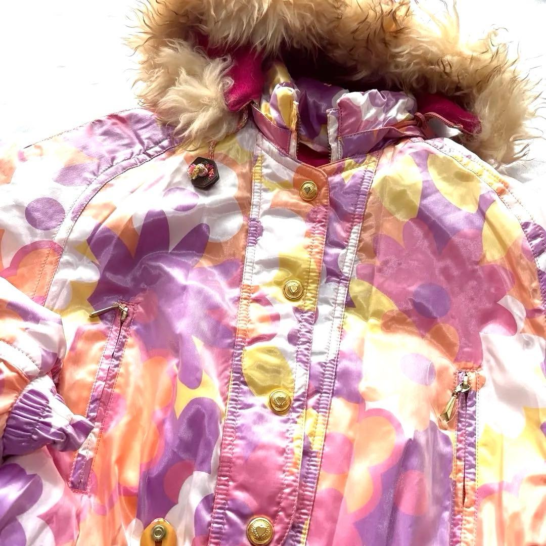 DWSSCENTEフラワープリントファーフードスキーウェアスノボウェアデサントL