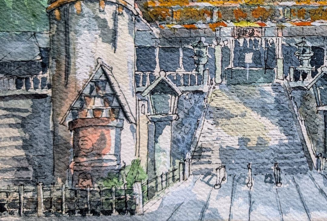 ちーぽさま仕様 水彩画 風景画 原画《パワースポット 三峯神社》