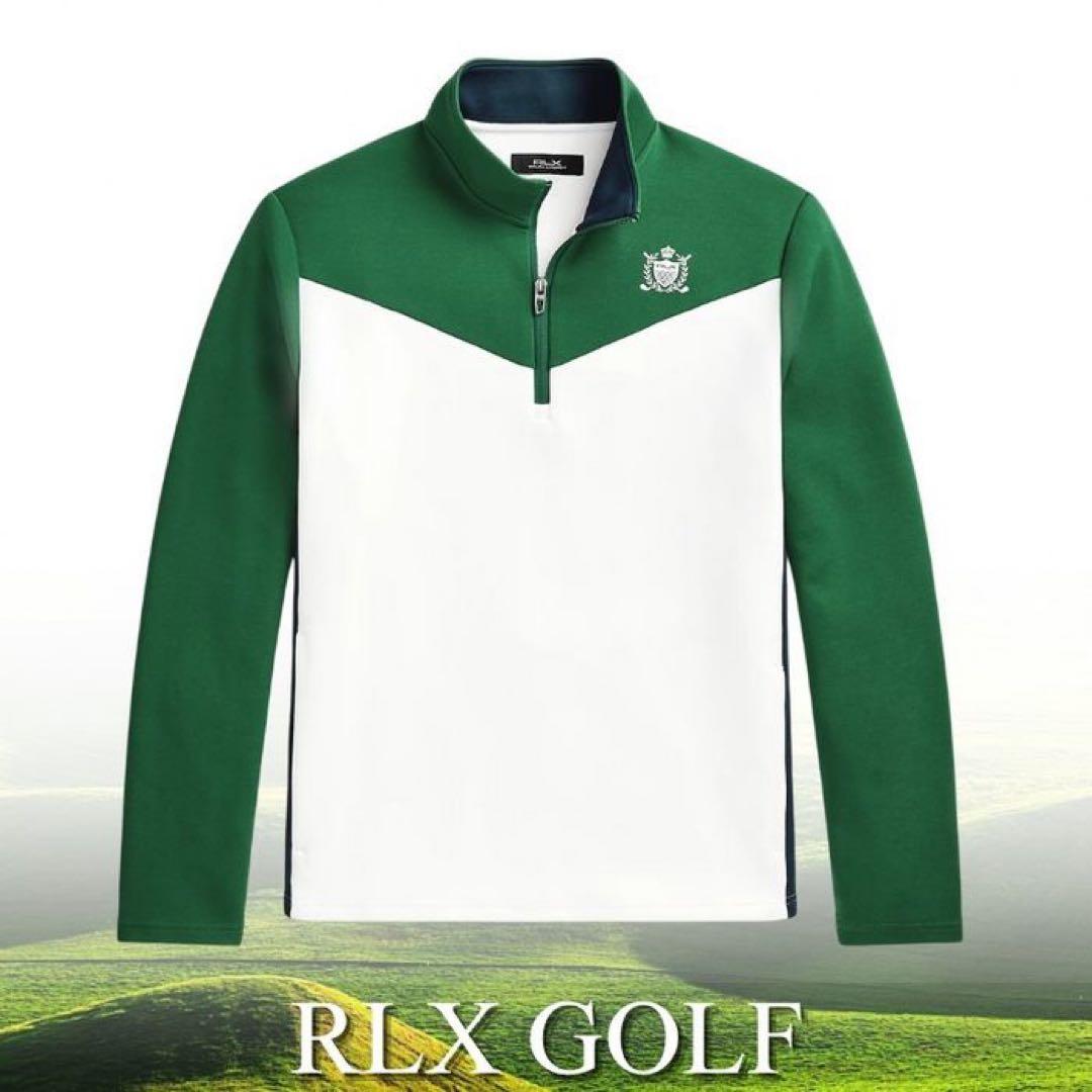 RLX ゴルフ ブロックダブルニット プルオーバー フルジップ ジャケット M