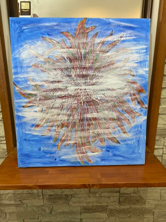 油絵　太陽と雲