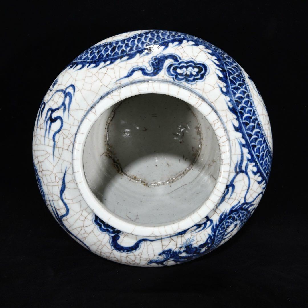 珍品　古美術　元青花龍紋瓶　染付　縁起物　陶磁器　インテリア　アンティーク