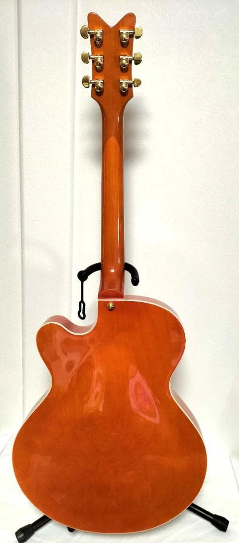 フルアコアーチトップギター③　オレンジ虎目トレモロアーム　ステンレスフレット