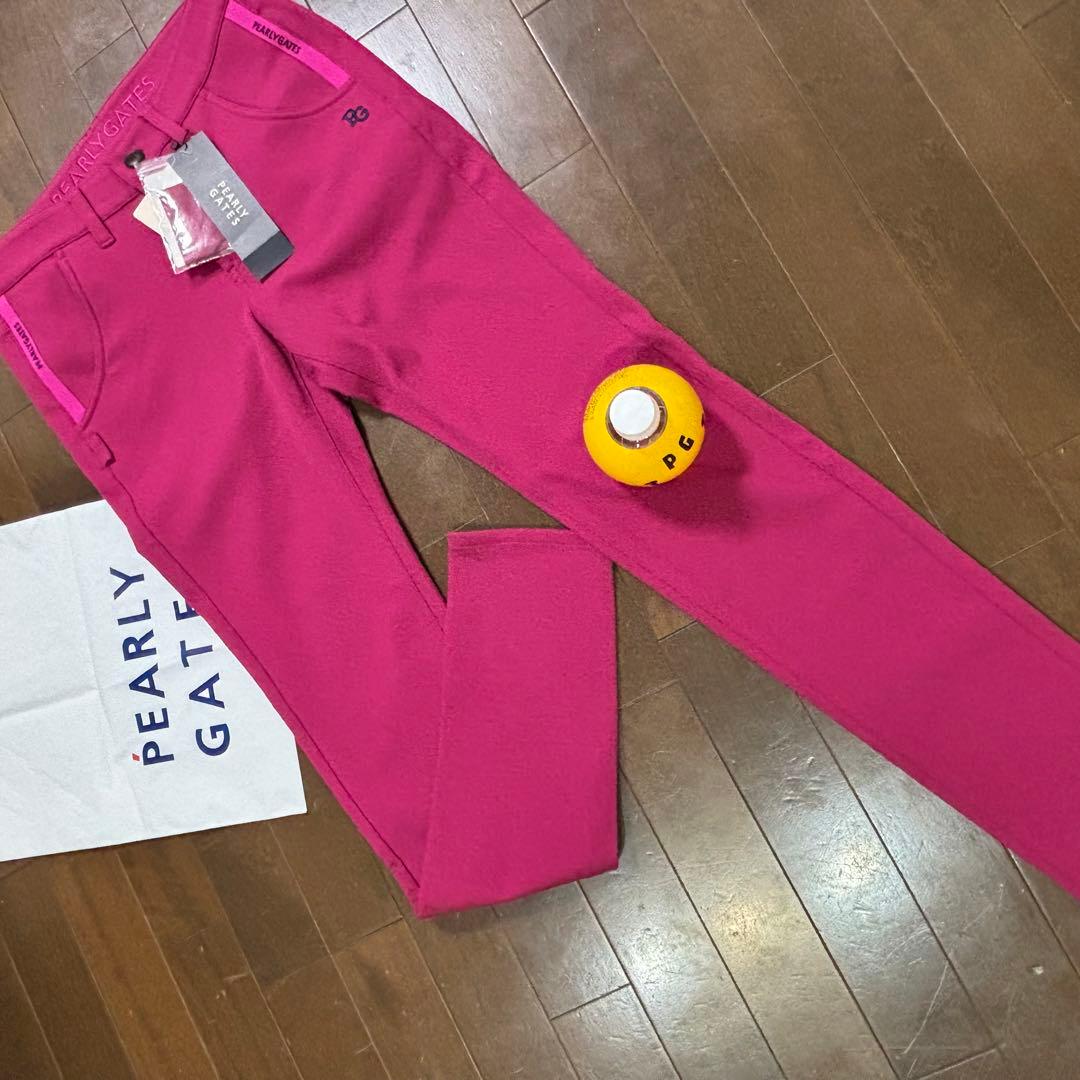 ★パーリーゲイツPEARLYGATES美脚ストレッチパンツ新品未使用ピンク系1M