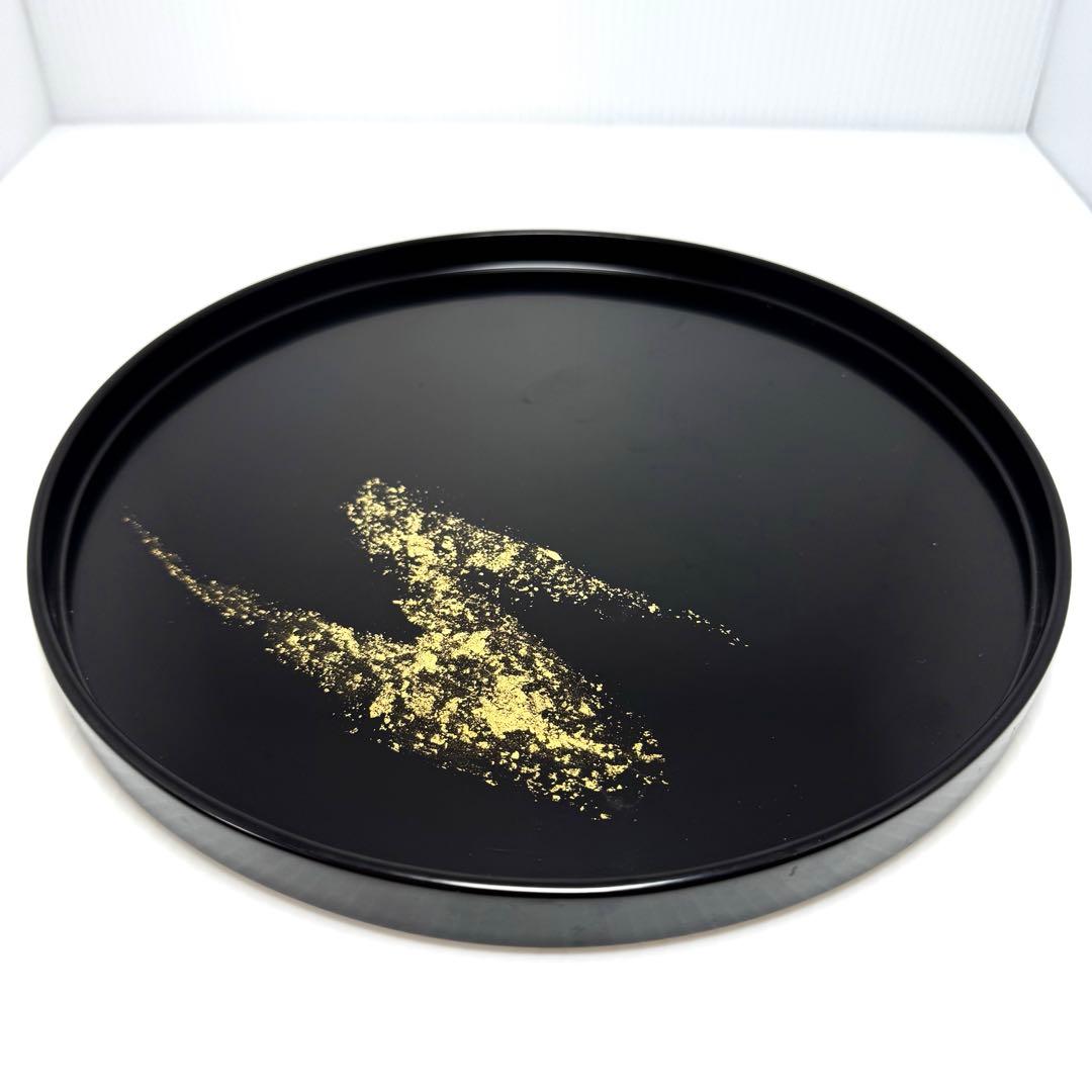 未使用 高級 輪島塗 金 漆器 天然木 干菓子盆 丸盆 膳 トレー 伝統工芸