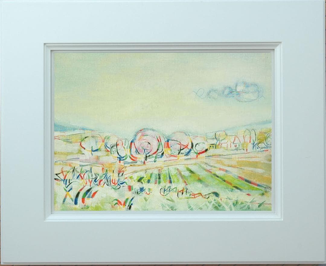 絵画 インテリア 絵 油絵 F4-080311 風景 畑と木