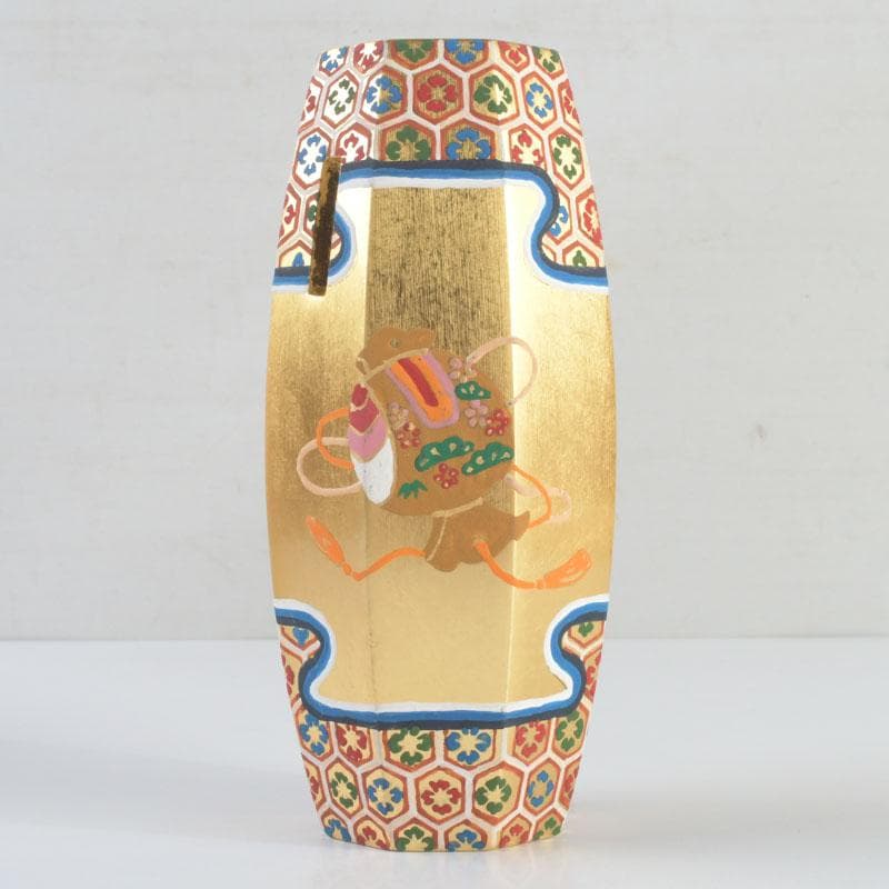 aoi　島津有職庵作　本金箔京彩　ぶりぶり香合　共布共箱　V　9488