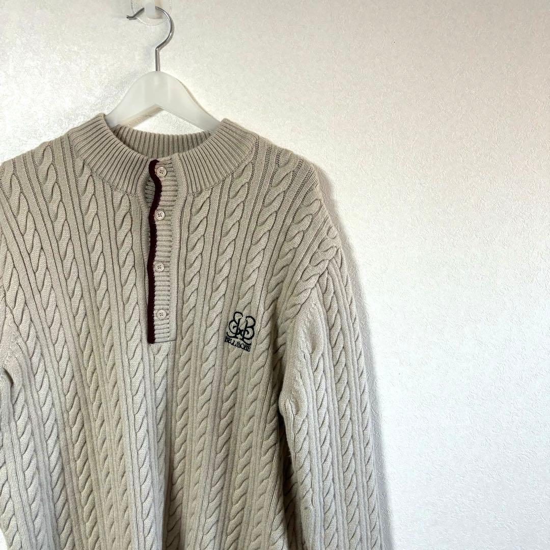 BELLMORE ベルモア　ニット　ゴルフ　ロゴ刺繍　M