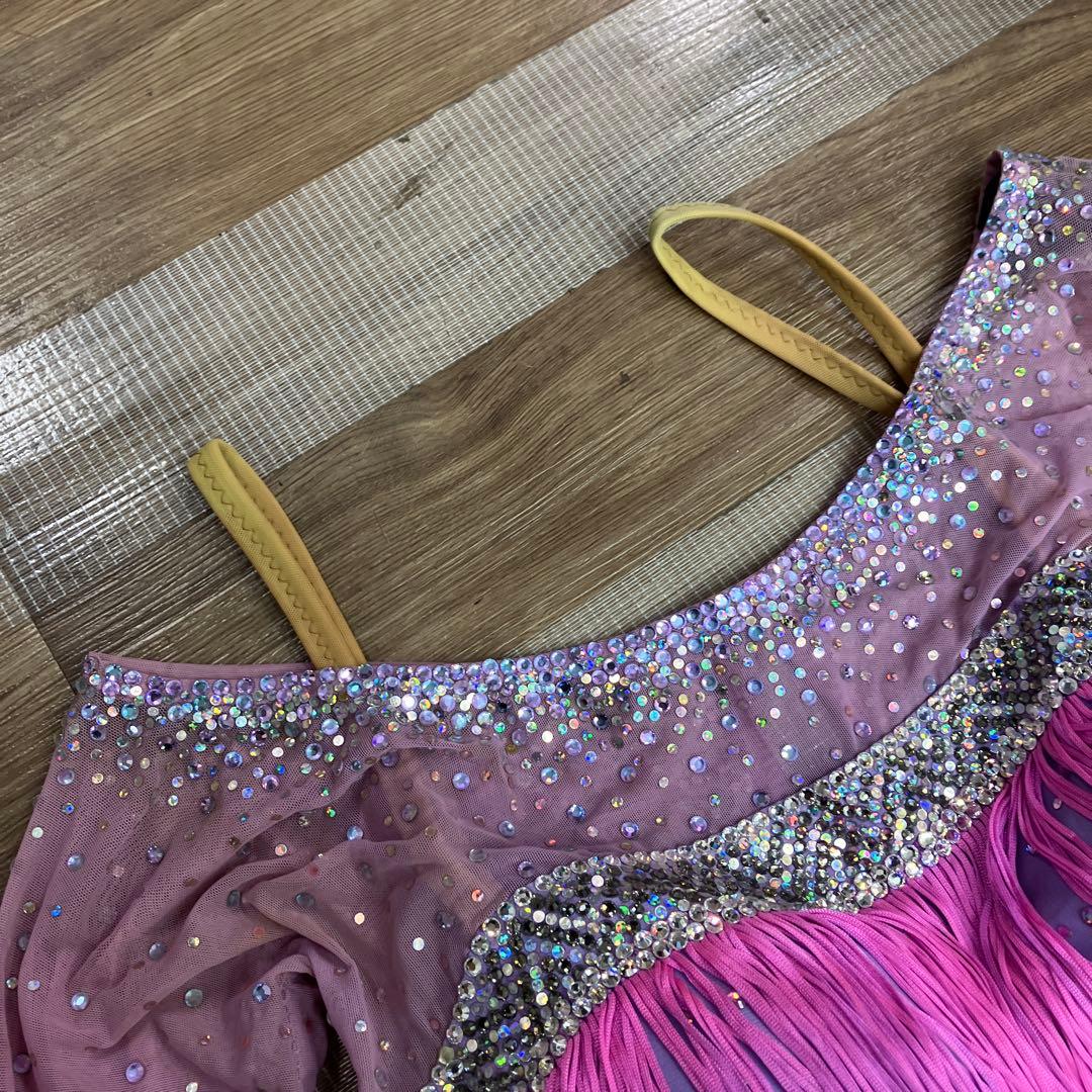 2.3 競技ダンス ラテン バトン用 ドレス パープル ピンク 社交ダンス