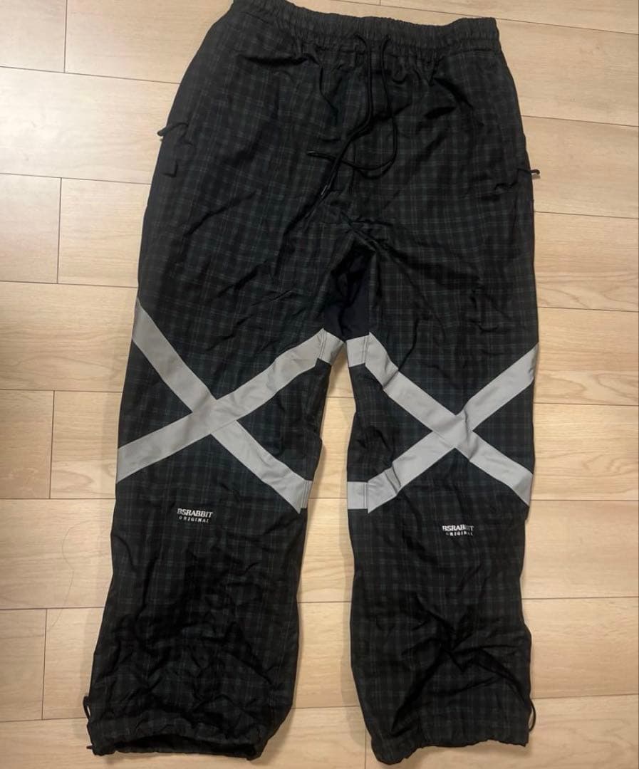 BSRABBIT スノーボードウェア 男性用 ブラック/グリーンチェック