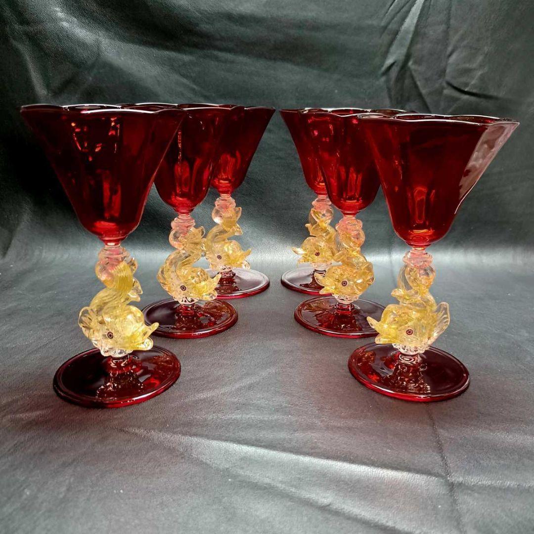 MURANO 38㎝ ムラノ ドルフィン モチーフ デカンタ & グラス セット