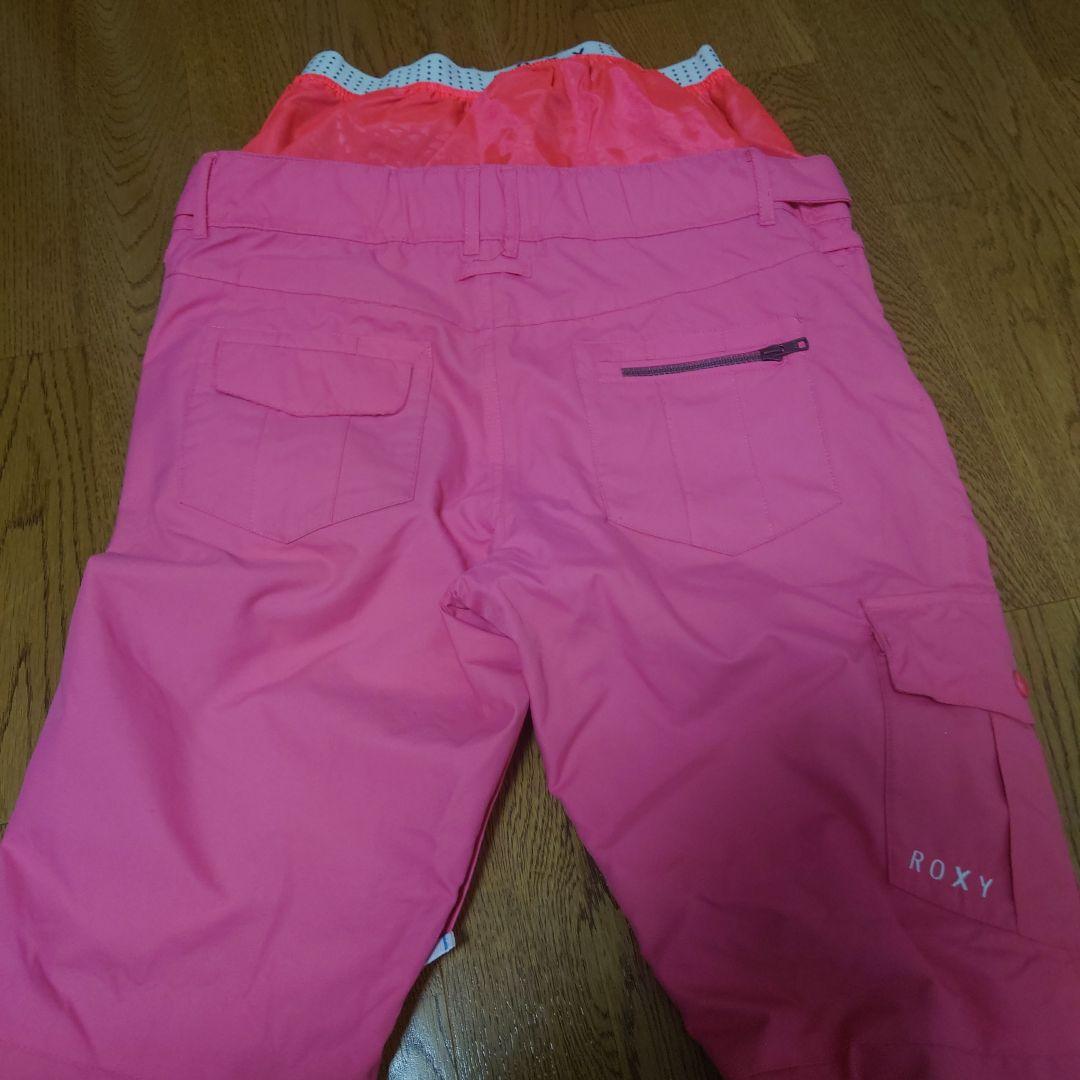 【美品】ROXY　スノボウェア　上下セットＭ　総柄　ニット柄　ロゴ　ピンク