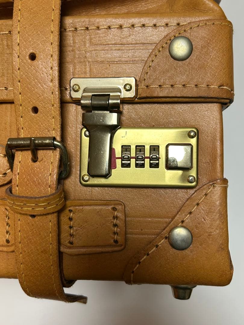 アサヒビール 本革 ミニトランク 旅行バッグ 5KJ98 アンティーク