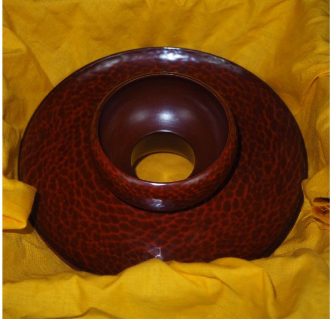 送料無料鎌倉彫天目台木箱付★美品★茶道具　検/中国古玩骨董茶道具堆朱紫檀清民国