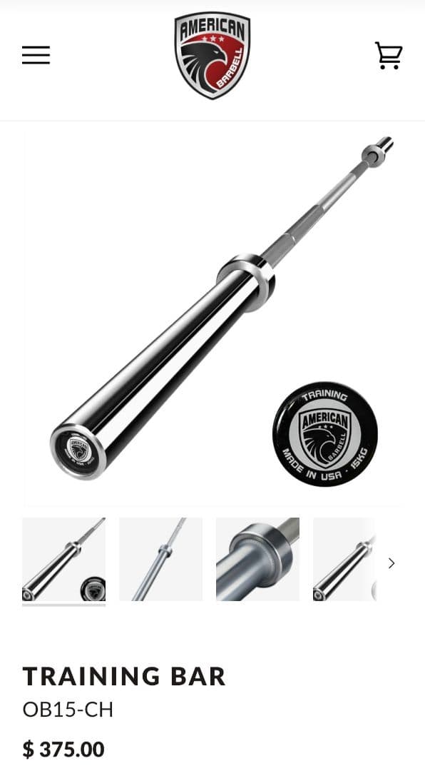 【引取限定】American barbell トレーニングバー（15kg）