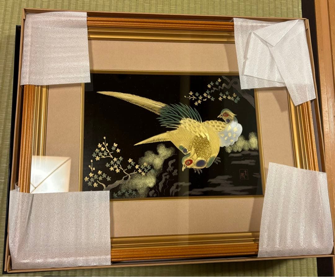 貴重な輪島塗鳳凰絵画、額縁壁掛け昭和レトロ