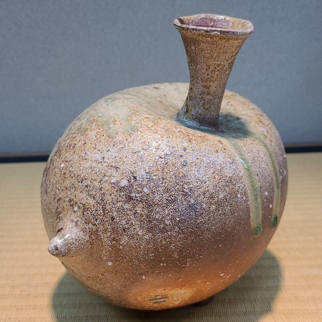 信楽焼 加藤隆彦作 鶴首 高さ6.5寸（約20cm） 共箱 本物保証