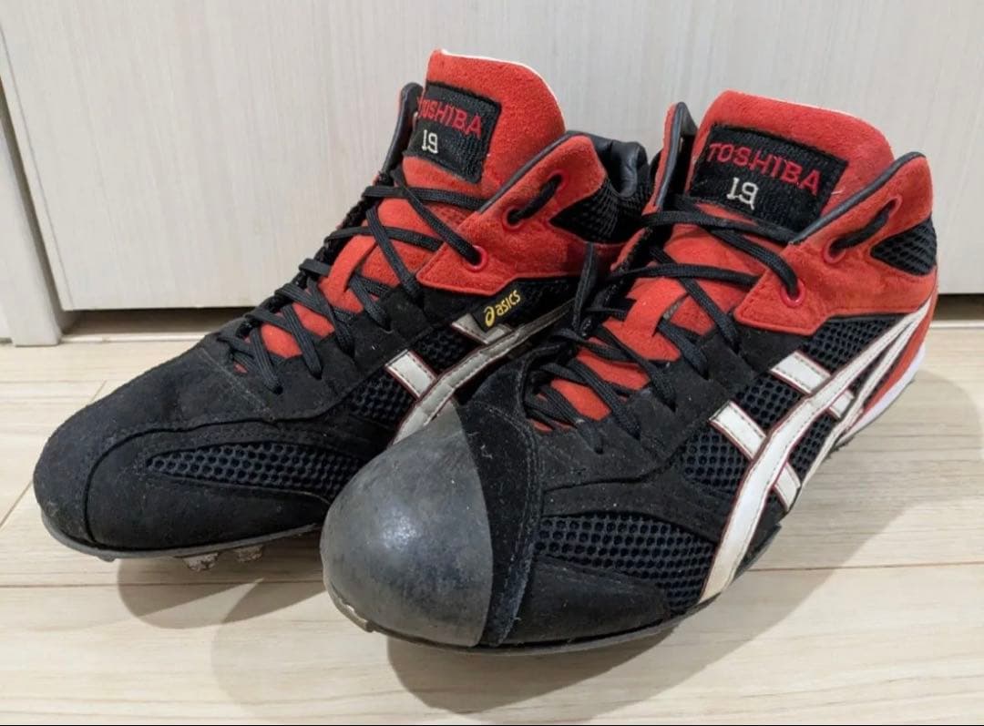 ASICS TOSHIBA 19 スパイクシューズ 黒/赤