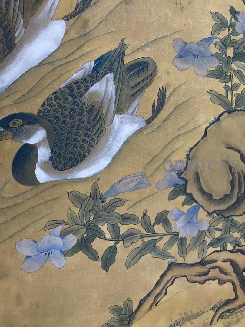 中国古美術 宋代 李迪款 花鳥画 絹布 肉筆 唐物 書道 水墨画 掛け軸 文房