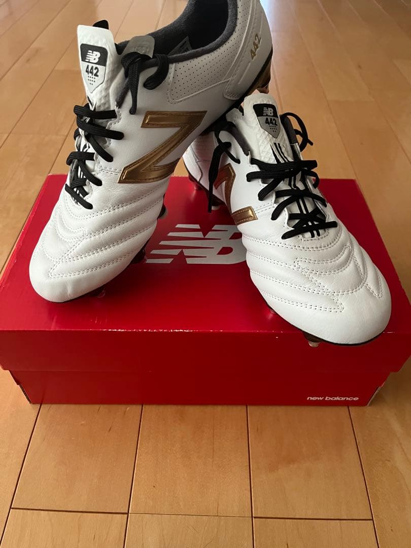 New Balance 442 ホワイト/ゴールド スパイクシューズ26.5