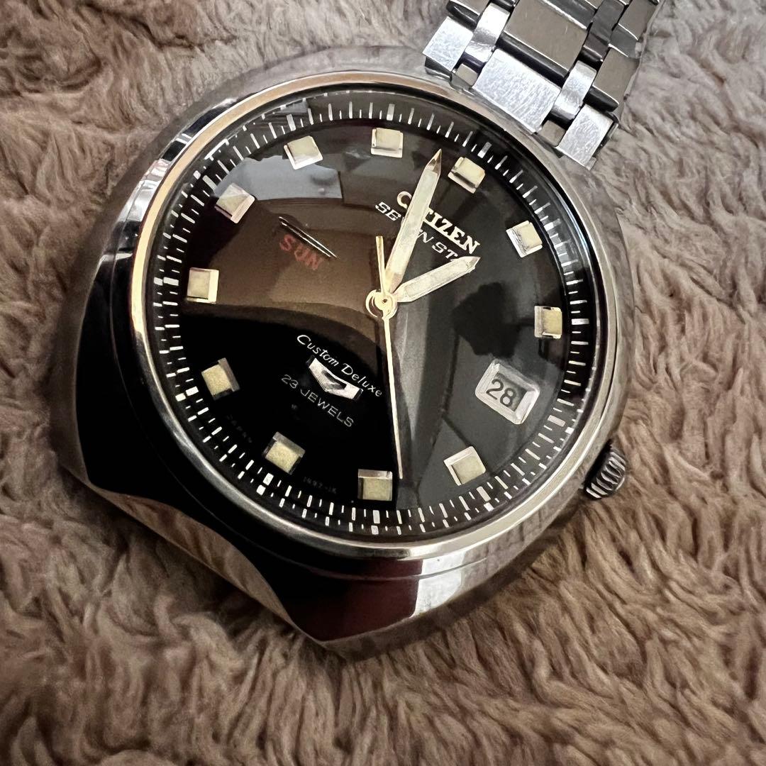 最安値　極上品　美品稼働1968年代物　希少ビンテージ時計ブラックcustom7