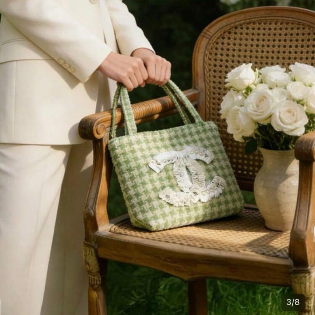 CHANEL ツイードトートバッグ　シフォン