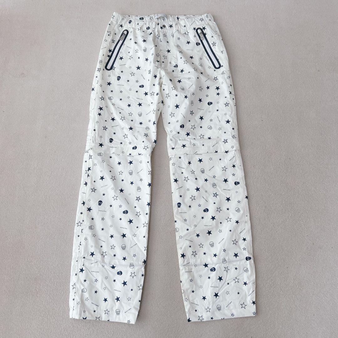 美品✨ マークアンドロナ　スカルロゴ　総柄　ゴルフパンツ　ホワイト　L