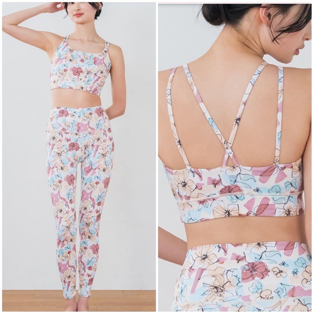 SUKALA ミックスフラワー ブラトップ・レギンスセットS オレンジイエロー