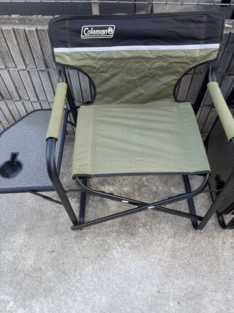 コールマン テーブル付アウトドアチェア 3脚 カーキー 赤