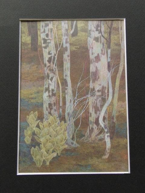 間瀬琳一、【湿原】、希少な額装用画集より、新品額装付