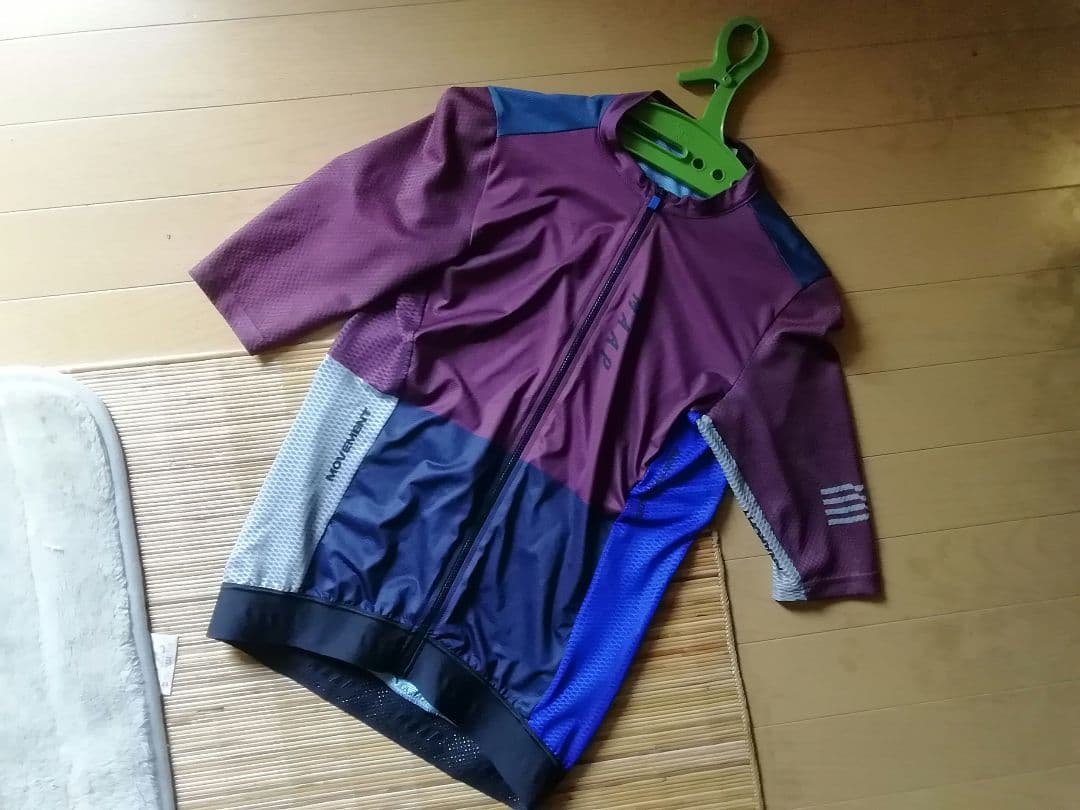  半袖 サイクルジャージ マルーン/ブルー/ブラック