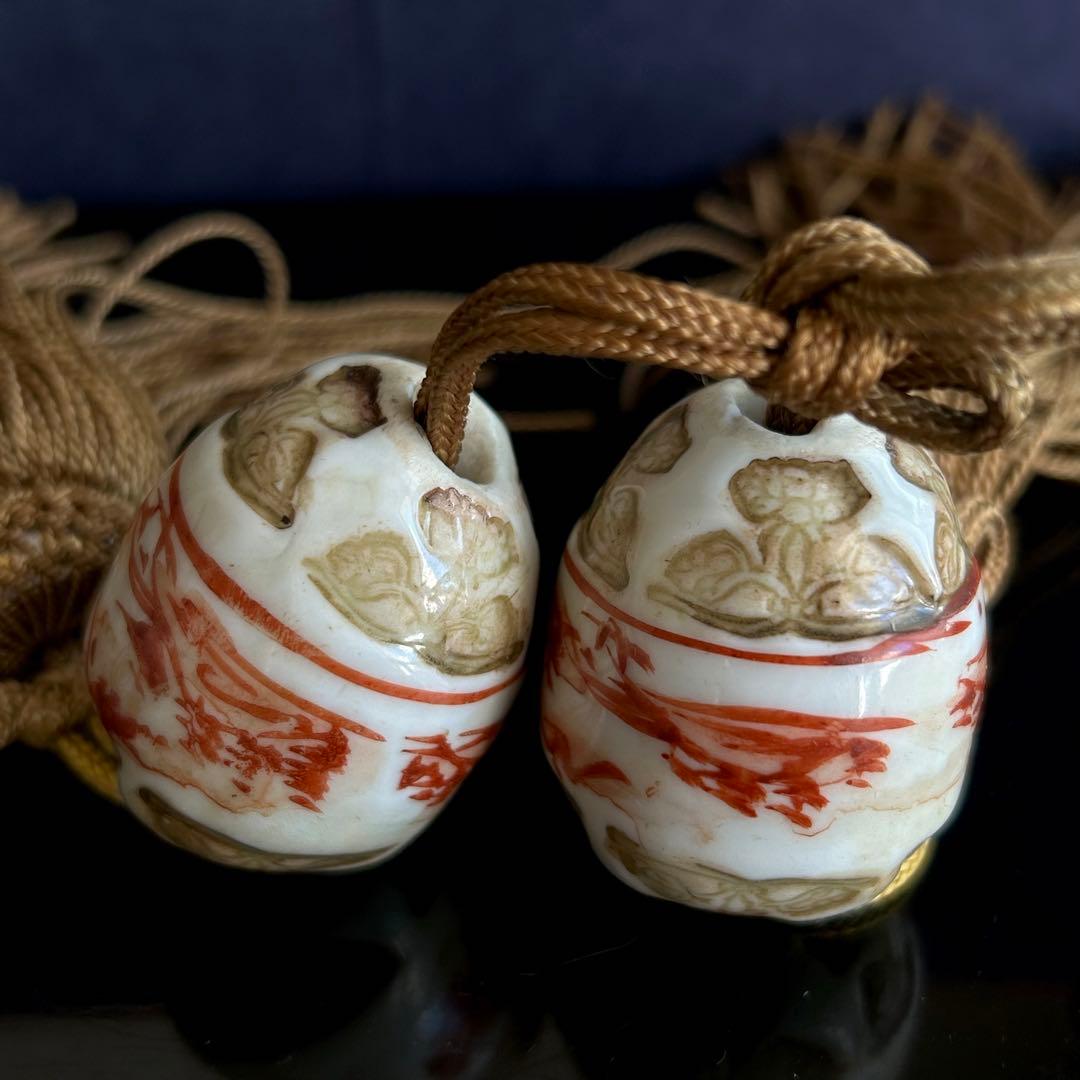 [珍]大正時代　焼き物　手描き　掛け軸風沈　逸品