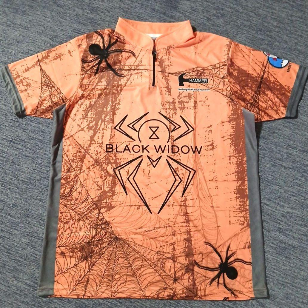 ✨新品✨ボウリングウェア　ブラックウィドー　オレンジ　サイズL　ハンマー