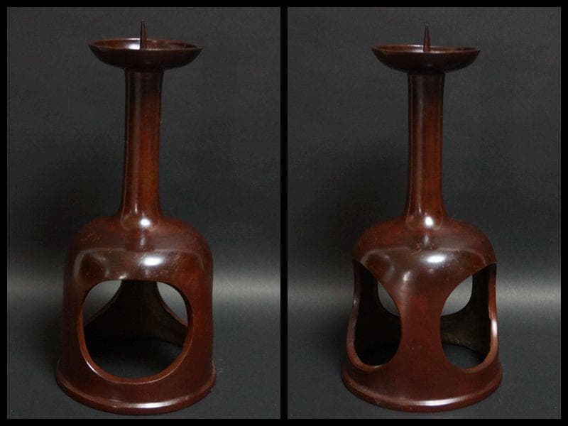 年代物 銅製大型燭台 高さ27.5cm★時代物★