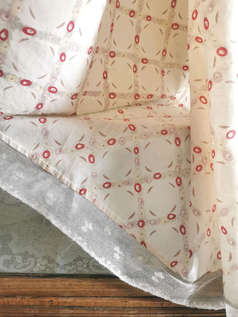 アンティークトレリスローズ花柄フレンチファブリック 花舞レース装飾カーテンパネル