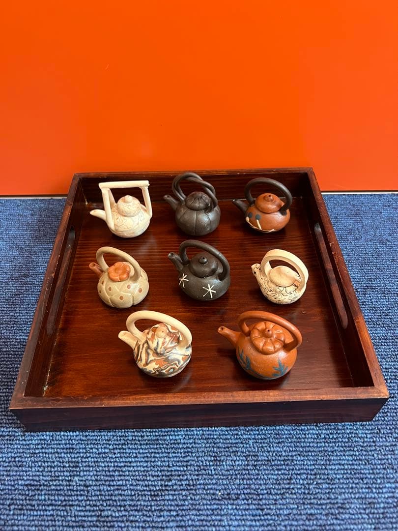 1135  急須　ミニチュア　8客　中国茶器　木箱付き