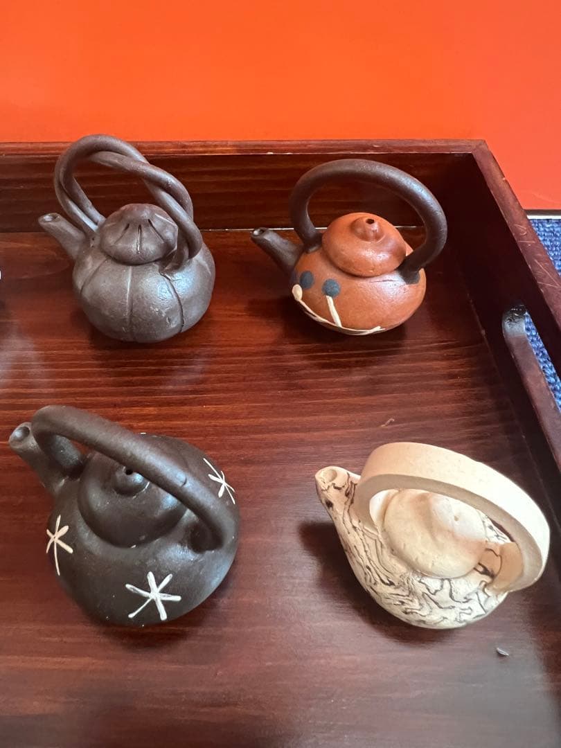 1135  急須　ミニチュア　8客　中国茶器　木箱付き