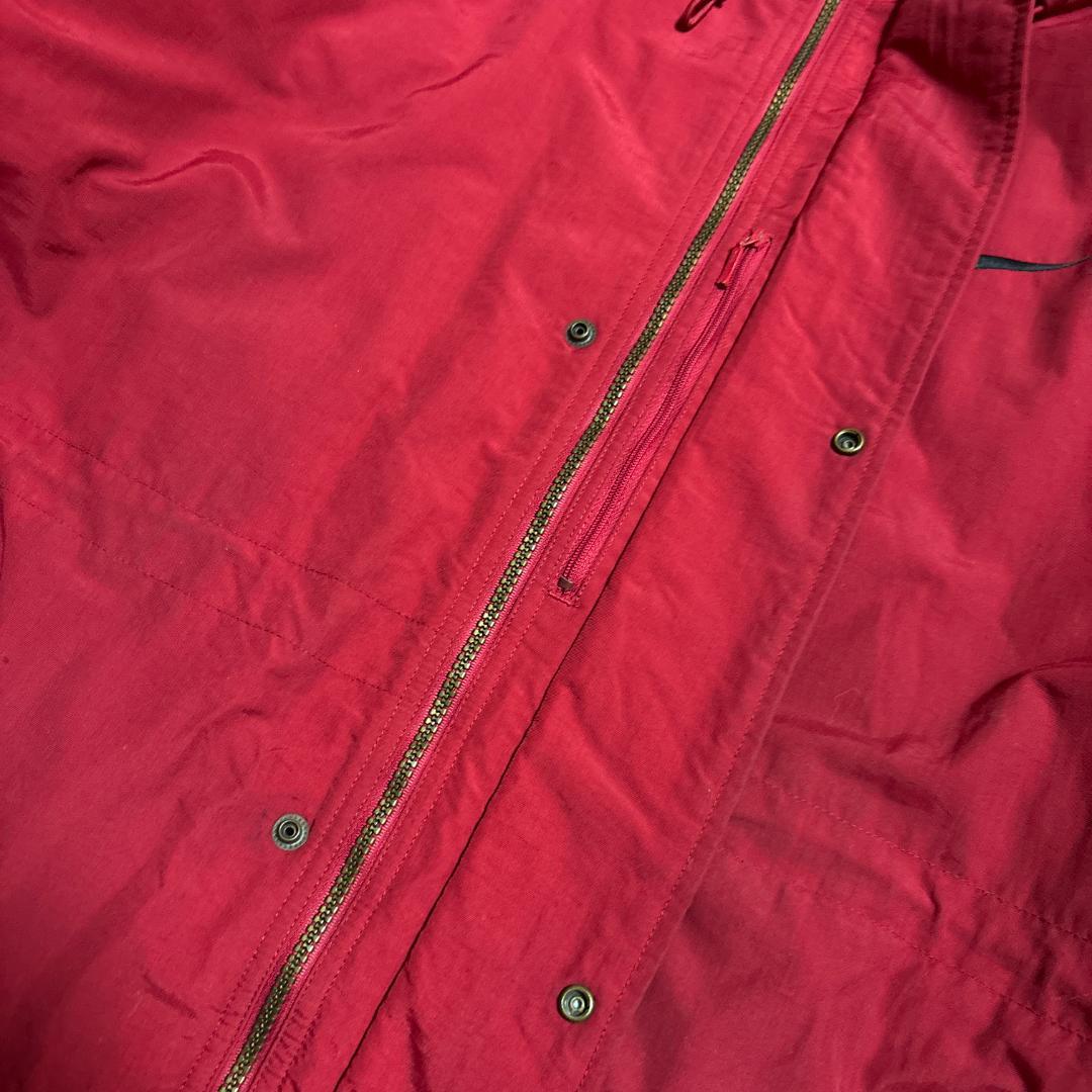 90s NIKE ベンチコート ロング 赤 黒 スオッシュ M 中綿 古着