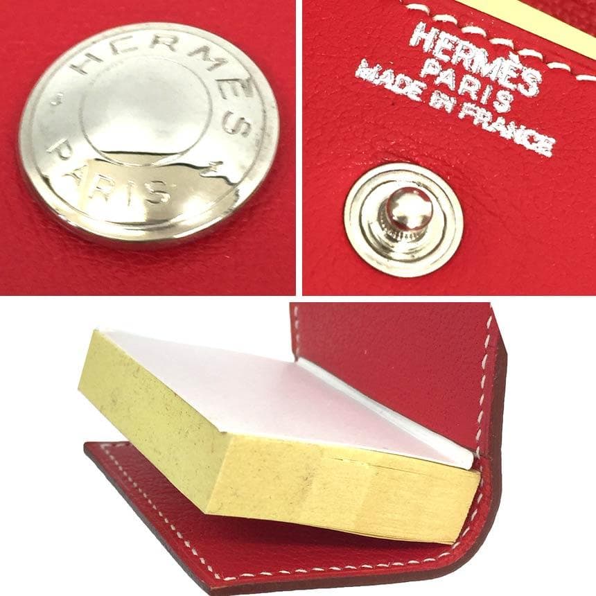 HERMES レザー ポストイットケース アラジフ アジデフ aq11609