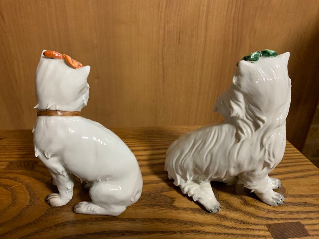 陶器の猫と犬のフィギュアセット