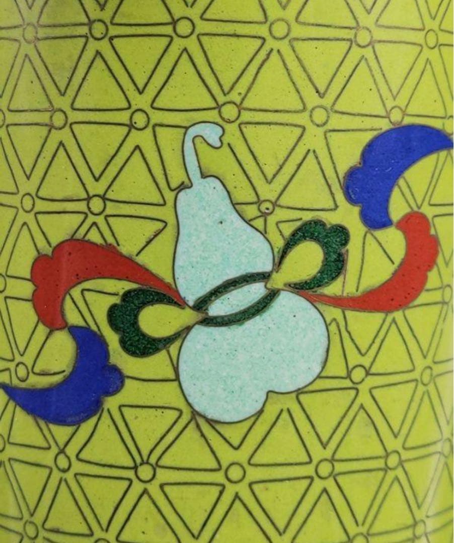 中國美術 古玩 七宝焼 景泰蓝置物 博古紋帽筒