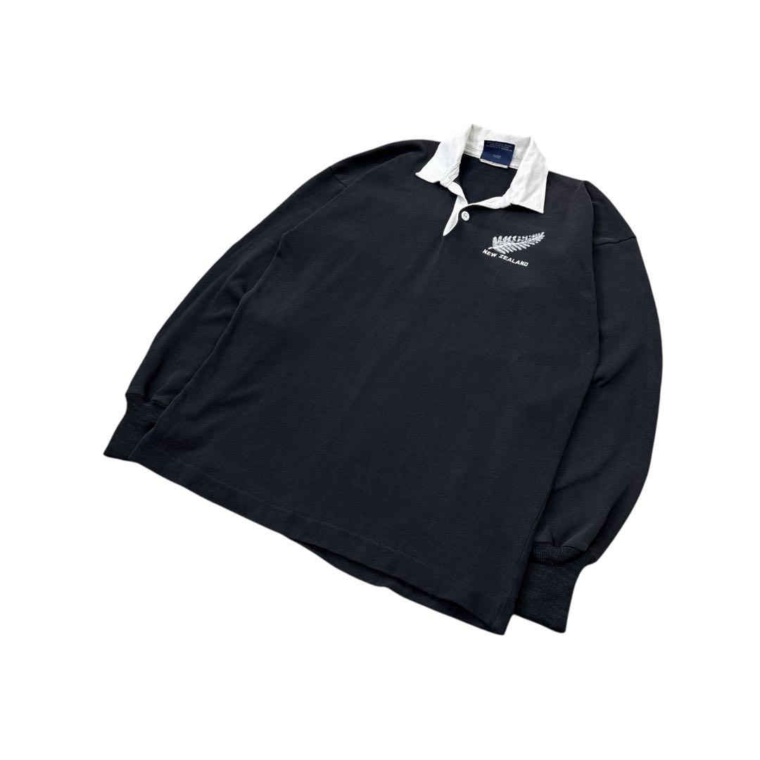 Canterbury ラガーシャツ ロゴ刺繍 黒