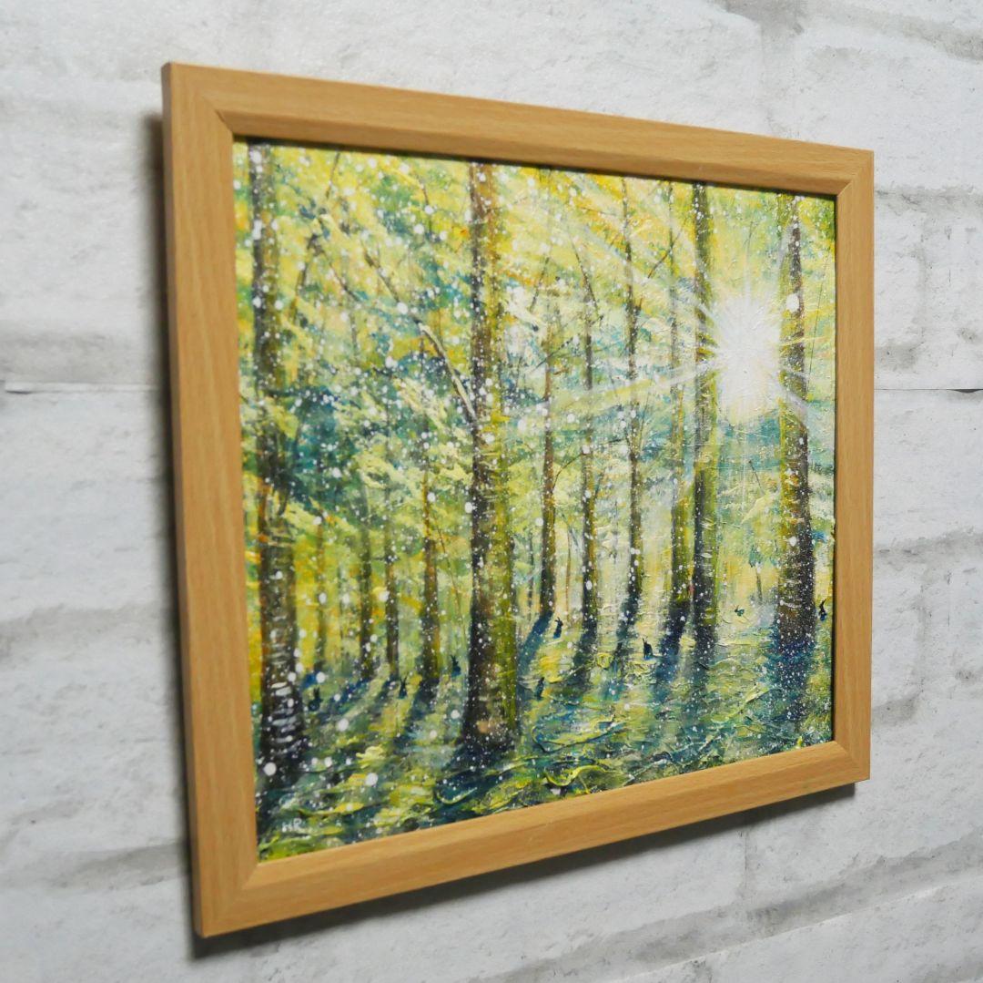 油絵 油彩 油彩画 絵 絵画【雪の朝日小さいウサギ達】