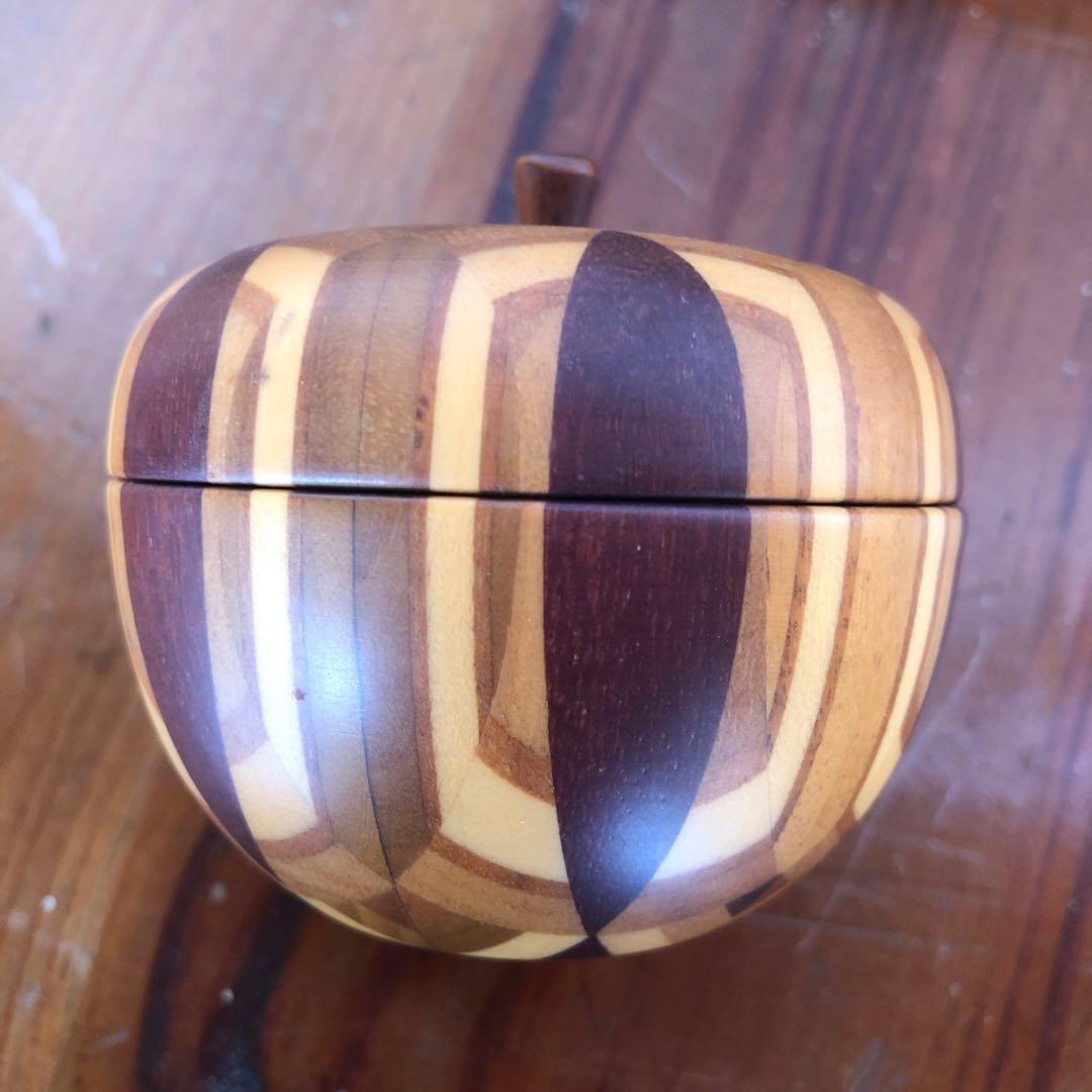 寄木細工 箱根細工 かなざし りんご 林檎 小物入れ ボンボニエール 無垢