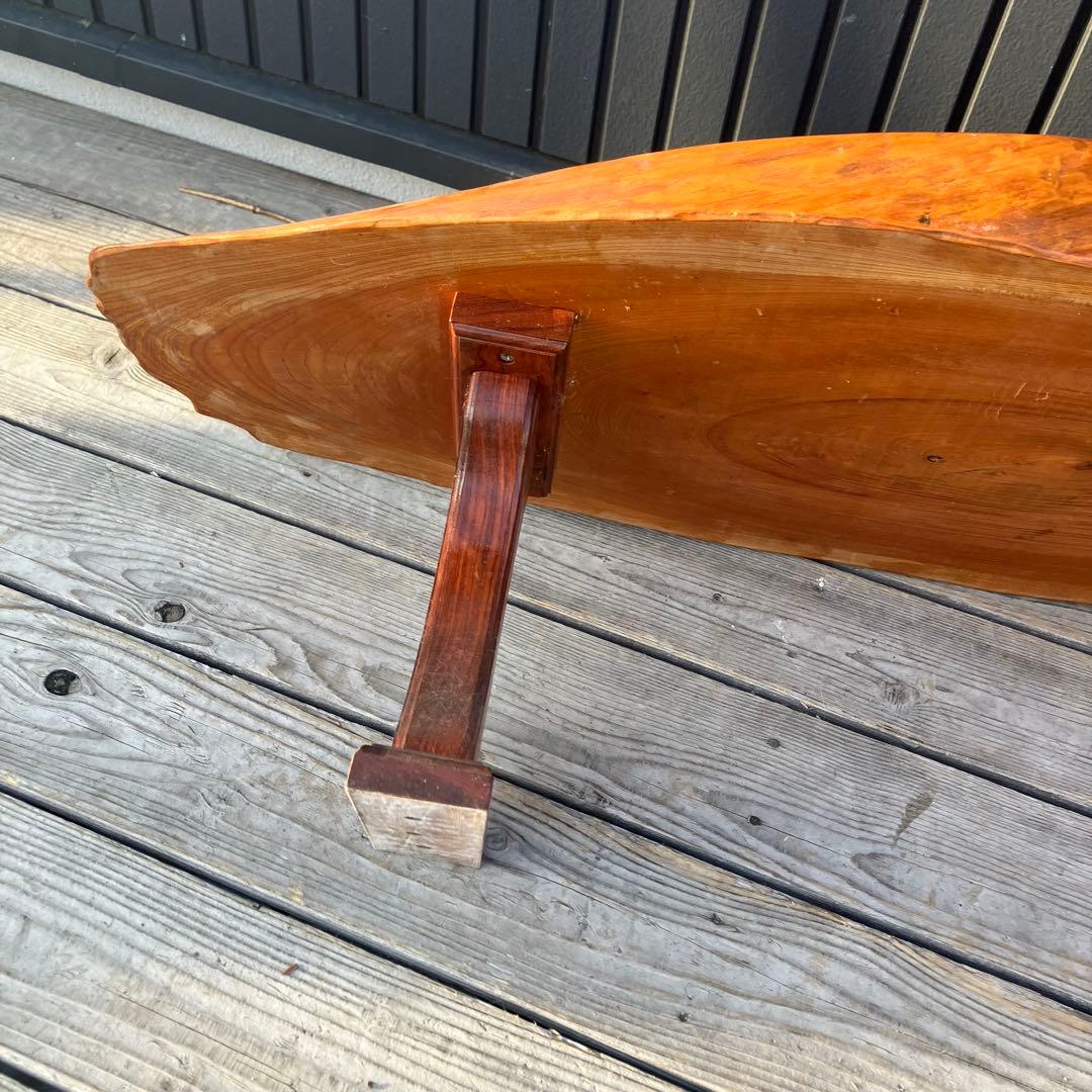 ①昭和レトロ 木製 天然木 欅材 一枚板 脚付き 座卓 センターテーブル 楕円形