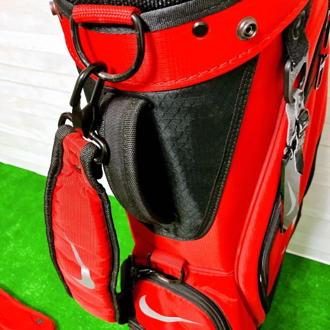 NIKE ゴルフキャディバッグ 9.0型 5分割 レッド 軽量 ポリエステル