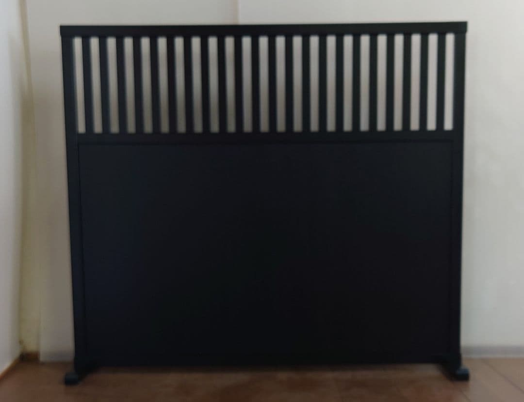 衝立　ブラック　格子状和風衝立　シンプル　１枚式パーテーション　ブラック塗装③