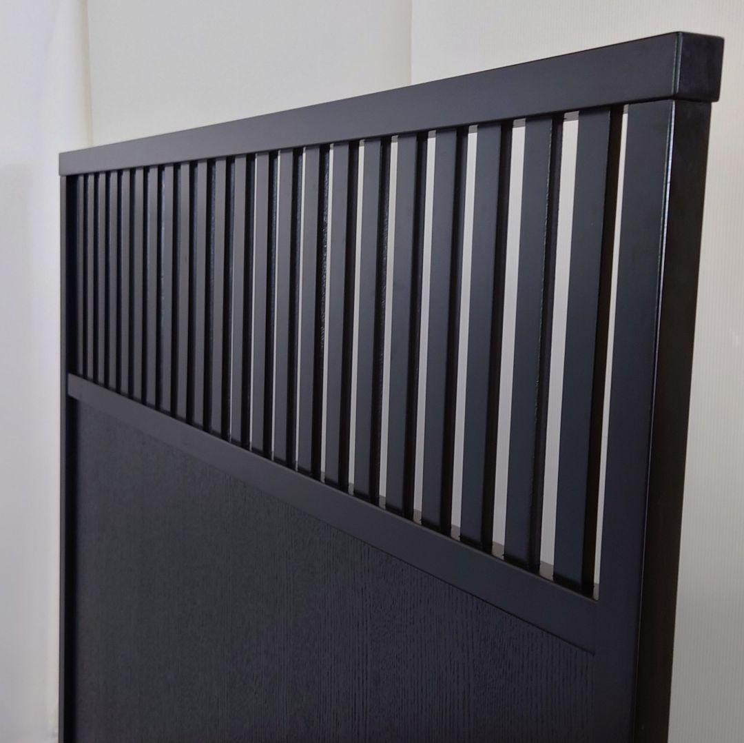 衝立　ブラック　格子状和風衝立　シンプル　１枚式パーテーション　ブラック塗装③